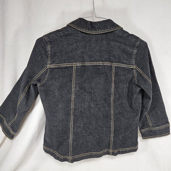 Sag Harbor Jean Denim Jacket Coat Long Sleeve 3 Button Pockets Petite Sm. Classy - Picture 3 of 8